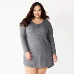 Plus Size Sonoma Goods For Life® Knit Henley Long Sleeve Sleepshirt Aqua -Sonoma Goods For Life shop unnamed file 8113