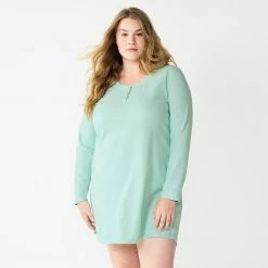 Plus Size Sonoma Goods For Life® Knit Henley Long Sleeve Sleepshirt Aqua -Sonoma Goods For Life shop unnamed file 8116