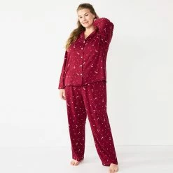 Plus Size Sonoma Goods For Life® Knit Pajama Shirt & Pajama Pants Sleep Set Wine Twinkle -Sonoma Goods For Life shop unnamed file 8289