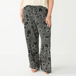 Plus Size Sonoma Goods For Life® Linen-Blend Wide-Leg Pants Cinnamon Stripe