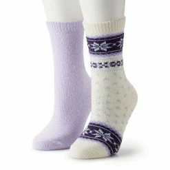 Sonoma Goods For Life® Band Fairisle Supercozy Crew Sock 2 Pack White Purple
