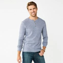 Men's Sonoma Goods For Life® Thermal Henley Top Bright Blue
