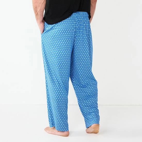 Big & Tall Sonoma Goods For Life® Lush Luxe Relaxed-Fit Sleep Pants Blue Cube Geo 4 Big & Tall Sonoma Goods For Life® Lush Luxe Relaxed-Fit Sleep Pants Blue Cube Geo - Image 2