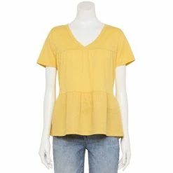 Women's Sonoma Goods For Life® Tiered V-Neck Top Yellow -Sonoma Goods For Life shop unnamed file 8474