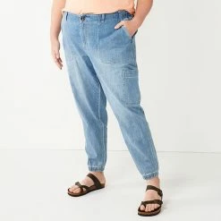 Plus Size Sonoma Goods For Life® Double Cargo Pocket Utility Jogger Pants Black