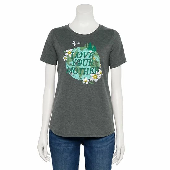 Women's Sonoma Goods For Life® Short Sleeve Graphic Tee Gray Mother Earth 7 Women's Sonoma Goods For Life® Short Sleeve Graphic Tee Gray Mother Earth - Image 5