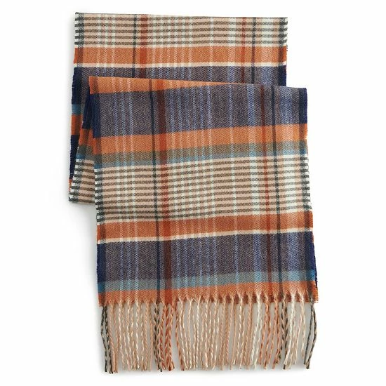 Men's Sonoma Goods For Life® Blue & Orange Plaid Woven Scarf 3 Men's Sonoma Goods For Life® Blue & Orange Plaid Woven Scarf