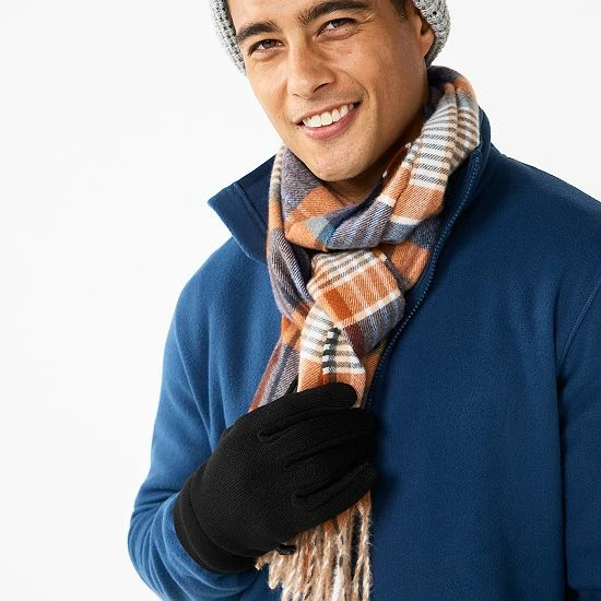 Men's Sonoma Goods For Life® Blue & Orange Plaid Woven Scarf 4 Men's Sonoma Goods For Life® Blue & Orange Plaid Woven Scarf - Image 2