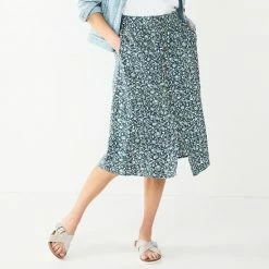Women's Sonoma Goods For Life® Button Front Midi Skirt Blue Ikat -Sonoma Goods For Life shop unnamed file 8694