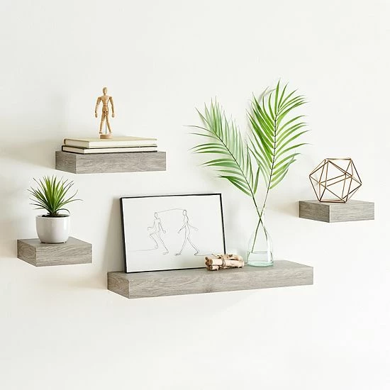 Sonoma Goods For Life® Gray Wash Ledge Wall Shelf 4-piece Set 4 Sonoma Goods For Life® Gray Wash Ledge Wall Shelf 4-piece Set - Image 2