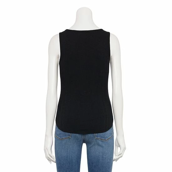 Women's Sonoma Goods For Life® Notchneck Ribbed Tank Chili Rust 4 Women's Sonoma Goods For Life® Notchneck Ribbed Tank Chili Rust - Image 2