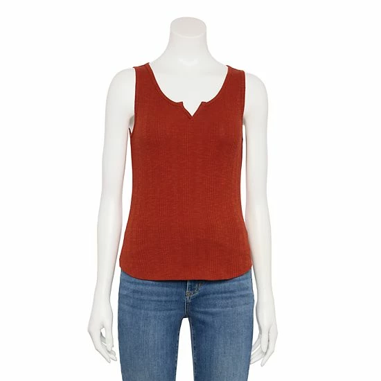Women's Sonoma Goods For Life® Notchneck Ribbed Tank Chili Rust 10 Women's Sonoma Goods For Life® Notchneck Ribbed Tank Chili Rust - Image 8