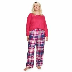 Plus Size Sonoma Goods For Life® Henley Pajama Top & Flannel Pajama Pants Set Charcoal Ivory Plaid -Sonoma Goods For Life shop unnamed file 8822