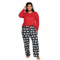 Plus Size Sonoma Goods For Life® Henley Pajama Top & Flannel Pajama Pants Set Charcoal Ivory Plaid -Sonoma Goods For Life shop unnamed file 8823