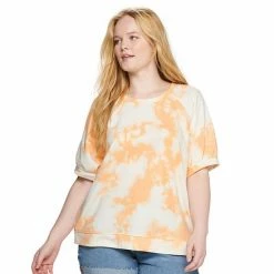 Plus Size Sonoma Goods For Life® Short Volume Sleeve Sweatshirt Light Blue Tie Dye