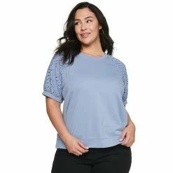 Plus Size Sonoma Goods For Life® Short Volume Sleeve Sweatshirt Light Blue Tie Dye -Sonoma Goods For Life shop unnamed file 8876
