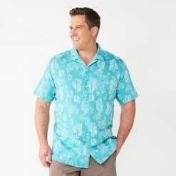 Big & Tall Sonoma Goods For Life® Camp Shirt Yellow Stripe