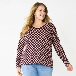 Plus Size Sonoma Goods For Life® Favorite Long Sleeve V-Neck Tee Red Floral -Sonoma Goods For Life shop unnamed file 889