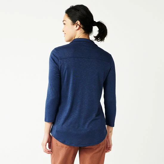 Petite Sonoma Goods For Life® 3/4-Sleeve Popover Top Grey 4 Petite Sonoma Goods For Life® 3/4-Sleeve Popover Top Grey - Image 2