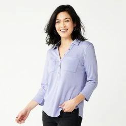 Petite Sonoma Goods For Life® 3/4-Sleeve Popover Top Grey 18 Petite Sonoma Goods For Life® 3/4-Sleeve Popover Top Grey -Sonoma Goods For Life shop unnamed file 8901