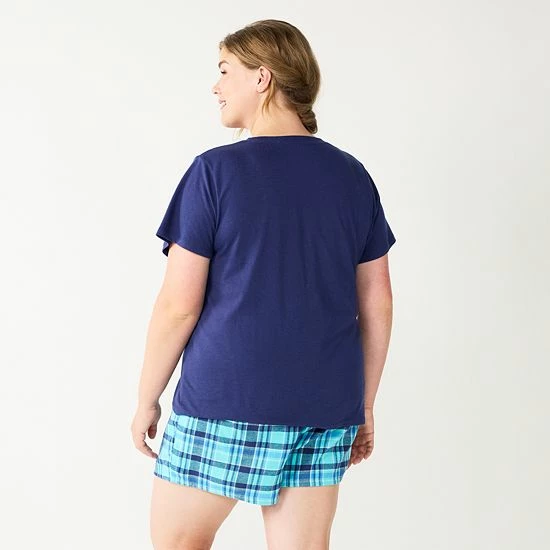 Plus Size Sonoma Goods For Life® Short Sleeve Pajama Top & Pajama Shorts Sleep Set Purple Color Pld 4 Plus Size Sonoma Goods For Life® Short Sleeve Pajama Top & Pajama Shorts Sleep Set Purple Color Pld - Image 2
