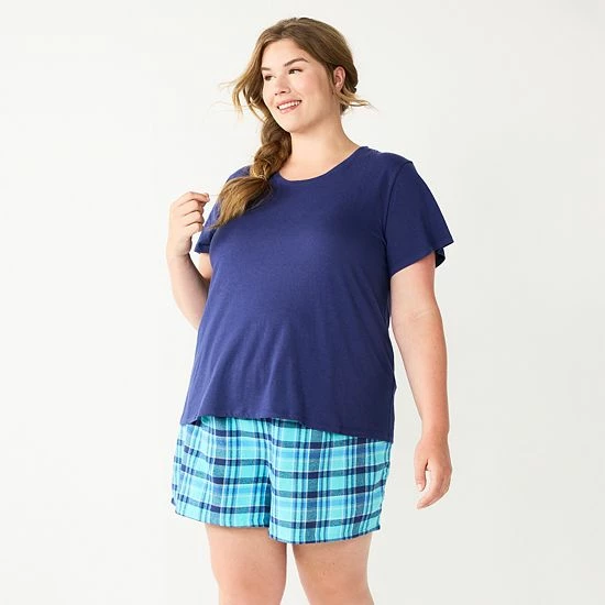 Plus Size Sonoma Goods For Life® Short Sleeve Pajama Top & Pajama Shorts Sleep Set Purple Color Pld 6 Plus Size Sonoma Goods For Life® Short Sleeve Pajama Top & Pajama Shorts Sleep Set Purple Color Pld - Image 4
