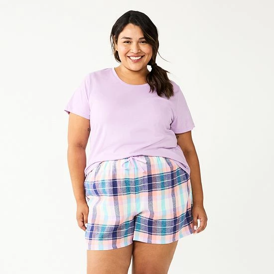 Plus Size Sonoma Goods For Life® Short Sleeve Pajama Top & Pajama Shorts Sleep Set Purple Color Pld 9 Plus Size Sonoma Goods For Life® Short Sleeve Pajama Top & Pajama Shorts Sleep Set Purple Color Pld - Image 7