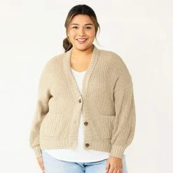 Plus Size Sonoma Goods For Life® Casual Cardigan Khaki -Sonoma Goods For Life shop unnamed file 9063