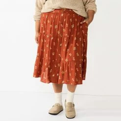 Plus Size Sonoma Goods For Life® Tiered Midi Skirt Multi Stripe -Sonoma Goods For Life shop unnamed file 9155