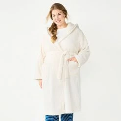 Plus Size Sonoma Goods For Life® Hooded Plush Long Robe Navy -Sonoma Goods For Life shop unnamed file 9181
