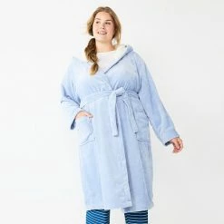Plus Size Sonoma Goods For Life® Hooded Plush Long Robe Navy -Sonoma Goods For Life shop unnamed file 9182