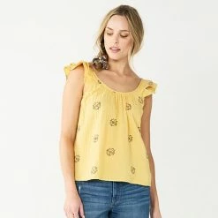 Women's Sonoma Goods For Life® Relaxed Ruffled Tank Yellow Flower -Sonoma Goods For Life shop unnamed file 9189