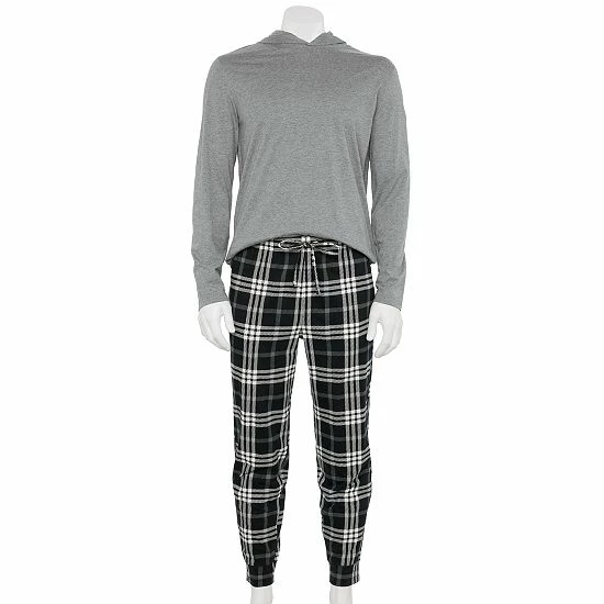 Men's Sonoma Goods For Life® Hooded Top & Pants Pajama Set Blue Mushrooms 6 Men's Sonoma Goods For Life® Hooded Top & Pants Pajama Set Blue Mushrooms - Image 4