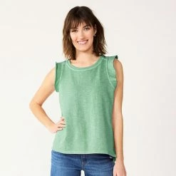 Women's Sonoma Goods For Life® French Terry Flutter-Sleeve Top Teal -Sonoma Goods For Life shop unnamed file 9428