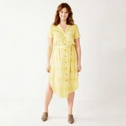 Women's Sonoma Goods For Life® Button Front Midi Shirt Dress Citron Dots -Sonoma Goods For Life shop unnamed file 9506
