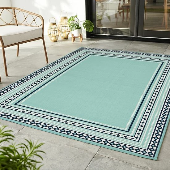 Sonoma Goods For Life® Framed Border Indoor Outdoor Rug Red 4 Sonoma Goods For Life® Framed Border Indoor Outdoor Rug Red - Image 2