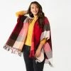 Women's Sonoma Goods For Life® Spokane Plaid Topper With Fringe Red -Sonoma Goods For Life shop unnamed file 9526