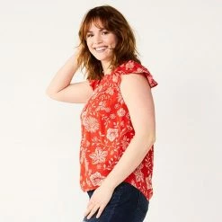 Petite Sonoma Goods For Life® Yoke-Front Top Green Blue Floral -Sonoma Goods For Life shop unnamed file 9553