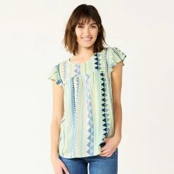 Petite Sonoma Goods For Life® Yoke-Front Top Green Blue Floral -Sonoma Goods For Life shop unnamed file 9554