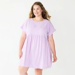 Plus Size Sonoma Goods For Life® Ruffled A-Line Mini Dress Gray