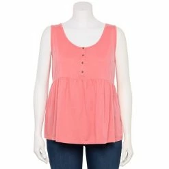Plus Size Sonoma Goods For Life Button Front Utility Tank Melon Pink -Sonoma Goods For Life shop unnamed file 9707