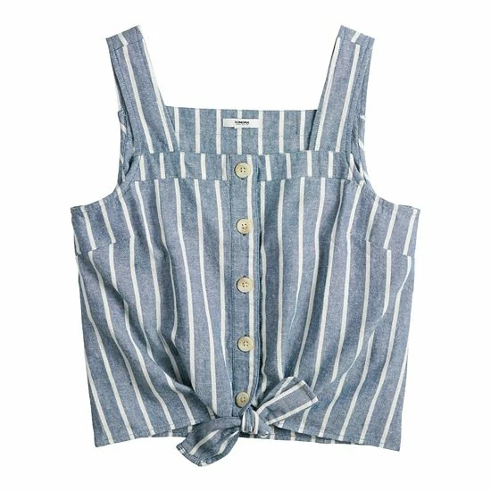 Women's Sonoma Goods For Life® Tie-Hem Squareneck Tank Pink Blue Multi Stripe 5 Women's Sonoma Goods For Life® Tie-Hem Squareneck Tank Pink Blue Multi Stripe - Image 3