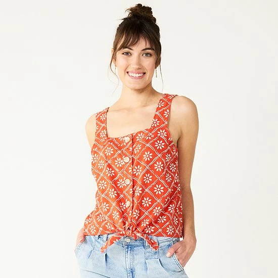 Women's Sonoma Goods For Life® Tie-Hem Squareneck Tank Pink Blue Multi Stripe 6 Women's Sonoma Goods For Life® Tie-Hem Squareneck Tank Pink Blue Multi Stripe - Image 4