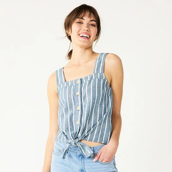 Women's Sonoma Goods For Life® Tie-Hem Squareneck Tank Pink Blue Multi Stripe 10 Women's Sonoma Goods For Life® Tie-Hem Squareneck Tank Pink Blue Multi Stripe - Image 8