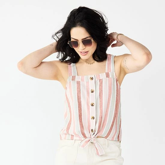 Women's Sonoma Goods For Life® Tie-Hem Squareneck Tank Pink Blue Multi Stripe 11 Women's Sonoma Goods For Life® Tie-Hem Squareneck Tank Pink Blue Multi Stripe - Image 9