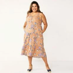 Plus Size Sonoma Goods For Life® Tiered Maxi Dress Lilac Stripe