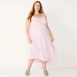 Plus Size Sonoma Goods For Life® Tiered Maxi Dress Lilac Stripe -Sonoma Goods For Life shop unnamed file 9753