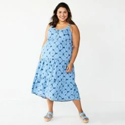 Plus Size Sonoma Goods For Life® Tiered Maxi Dress Lilac Stripe -Sonoma Goods For Life shop unnamed file 9756