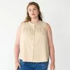Plus Size Sonoma Goods For Life® Solid Ruffled Button-Front Tank Paradise Sand -Sonoma Goods For Life shop unnamed file 9778