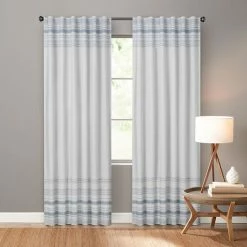 Sonoma Goods For Life® Ultimate Performance 2-Pack Blue Border 100% Blackout Curtain